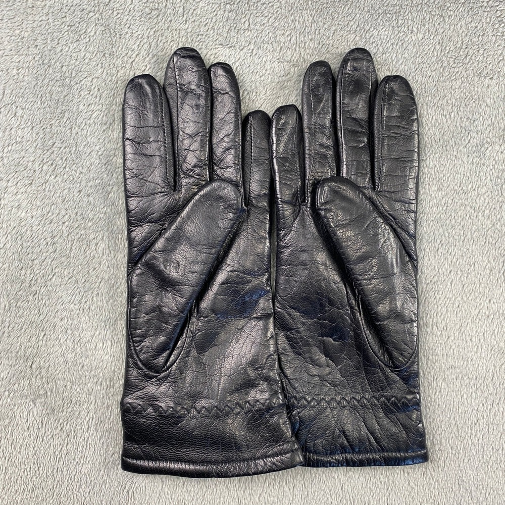 VTG Fownes Leather‎ Gloves Womens Black Genuine Lined Winter Dress WPL 9522